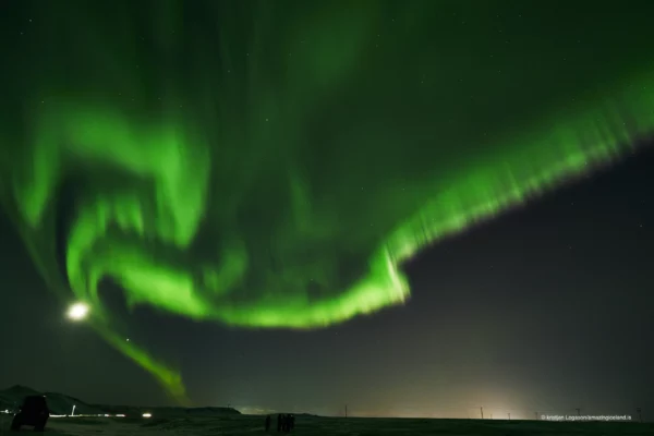 Northern lights over Mt Bláfjöll in South Iceland