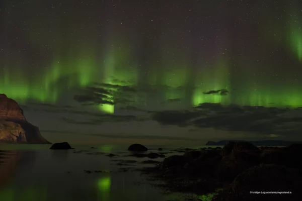 Northern lights over Bolungarvík in west Iceland