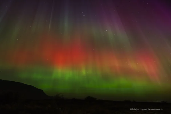 green red pink northern lights in iceland