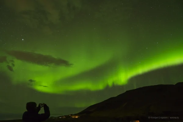 Northern Lights over Hvalfjordur in Iceland